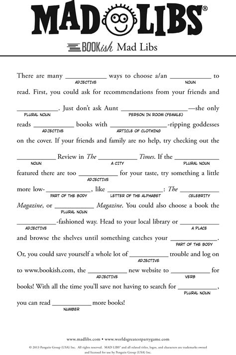 Funny Mad Libs For Adults